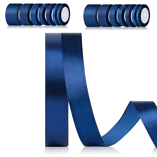 Foshird Satinband Blau 15mm x 22m Geschenkband DunkelBlau Schleifenband Polyester Bänder zum Basteln Dekoband für Luftballons Geschenkverpackung Geburtstag DIY -Marineblau von Foshird