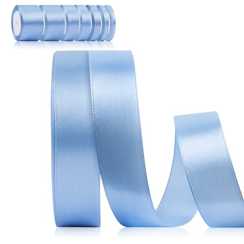 Foshird Satinband Blau 20mm x 22m Geschenkband Breit Schleifenband Hochzeit Polyester Bänder zum Basteln Dekoband für Geschenkverpackung Geburtstag DIY -Hellblau von Foshird