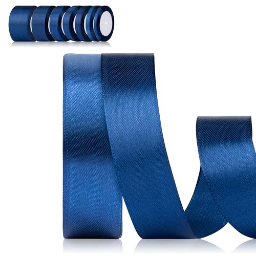 Foshird Satinband Blau 25mm x 22m Geschenkband Breit DunkelBlau Schleifenband Polyester Bänder zum Basteln Dekoband für Geschenkverpackung Geburtstag DIY -Marineblau von Foshird