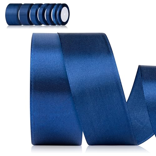 Foshird Satinband Blau 40mm x 22m Geschenkband Breit DunkelBlau Schleifenband Polyester Bänder zum Basteln Dekoband für Geschenkverpackung Geburtstag DIY -Marineblau von Foshird