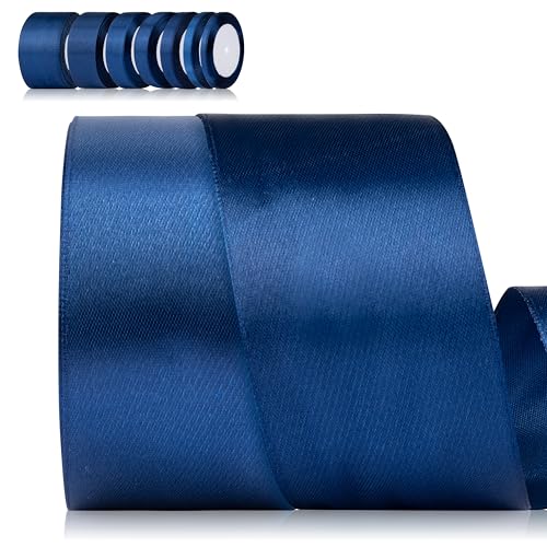 Foshird Satinband Blau 50mm x 22m Geschenkband Breit DunkelBlau Schleifenband Polyester Bänder zum Basteln Dekoband für Geschenkverpackung Geburtstag DIY -Marineblau von Foshird
