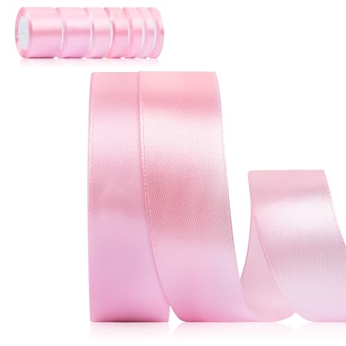 Foshird Satinband Rosa 25mm x 22m Geschenkband Breit Schleifenband Hochzeit Polyester Bänder zum Basteln Dekoband für Geschenkverpackung Geburtstag DIY von Foshird