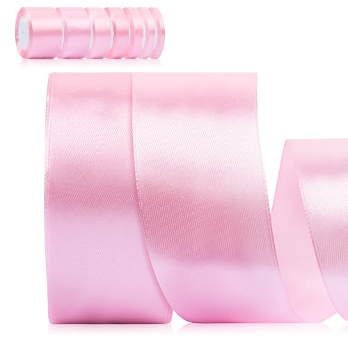 Foshird Satinband Rosa 40mm x 22m Geschenkband Breit Schleifenband Hochzeit Polyester Bänder zum Basteln Dekoband für Geschenkverpackung Geburtstag DIY von Foshird