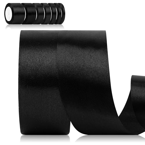 Foshird Satinband Schwarz 40mm x 22m Geschenkband Breit Schleifenband Polyester Bänder zum Basteln Dekoband für Geschenkverpackung Geburtstag Hochzeit DIY von Foshird