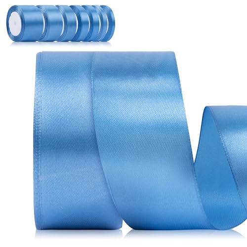 Foshird Schleifenband Blau 40mm x 22m Geschenkband Breit Schleifenband Hochzeit Polyester Bänder zum Basteln Dekoband für Geschenkverpackung Geburtstag DIY von Foshird