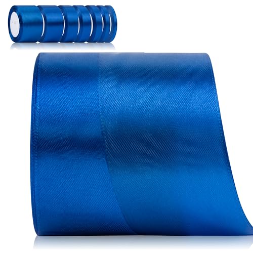 Foshird Schleifenband Blau 50mm x 22m Geschenkband Breit Schleifenband DunkelBlau Polyester Bänder zum Basteln Dekoband für Geschenkverpackung Geburtstag DIY von Foshird