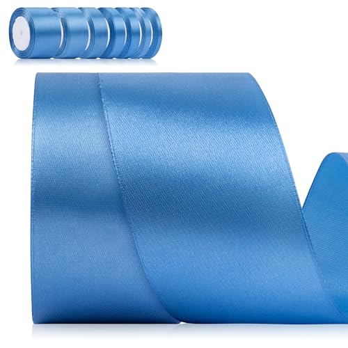 Foshird Schleifenband Blau 50mm x 22m Geschenkband Breit Schleifenband Hochzeit Polyester Bänder zum Basteln Dekoband für Geschenkverpackung Geburtstag DIY von Foshird