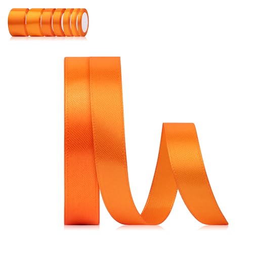 Foshird Schleifenband Orange 15mm x 22m Geschenkband Orange Satinband Bänder zum Basteln Dekoband für Geschenkverpackung Geburtstag Hochzeit DIY von Foshird