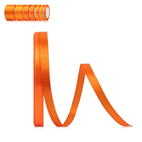 Foshird Schleifenband Orange 6mm x 22m Geschenkband Orange Satinband Bänder zum Basteln Dekoband für Geschenkverpackung Geburtstag Hochzeit DIY von Foshird