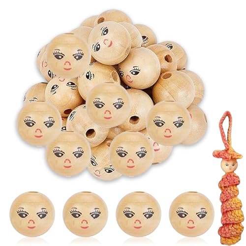 Fosoloni 50 Stück Holzperlen mit lächelndem, Lächeln Gesicht holzperle mit gesicht, Kreative runde perlen,stück smile holzperlen für Kinder schmuck Machen zubehör Fosoloni 50 Stück Holzperlen mit lächelndem, Lächeln Gesicht holzperle mit gesicht, Kreative runde perlen,stück smile holzperlen für Kinder schmuck Machen zubehör von Fosoloni