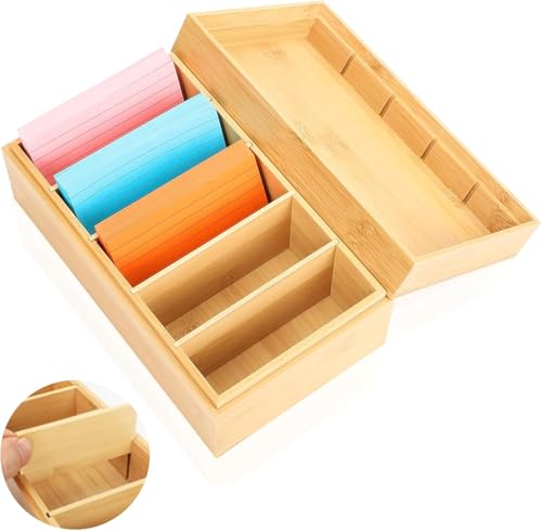 Fosoloni A7 Karteikarten Box Karteikasten Holz mit Deckel Karteikarten Holz Vokabelbox Lernkarteibox Holz für Büro Schulen und Heim （Karteikarten Nicht im Enthalten） 22cm*12.6cm*9cm von Fosoloni