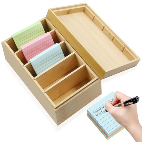 Fosoloni A7 Karteikarten Box Karteikasten Holz mit Deckel Vokabelbox Lernkarteibox Holz für Büro Schulen und Heim（Karteikarten Nicht im Enthalten） 22cm*12.6cm*9cm von Fosoloni