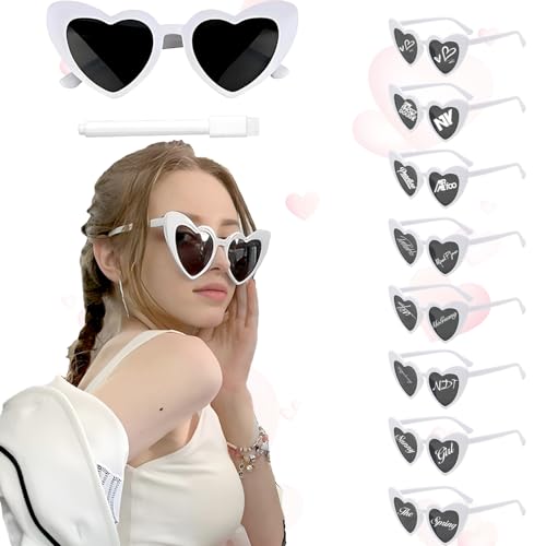 Fosoloni Herz Sonnenbrille,DIY Herzbrille mit Stift,Sonnenbrille Frauen,Sonnenbrille Hochzeit für Junggesellenabschied Geburtstags Party Halloween Weihnachten von Fosoloni