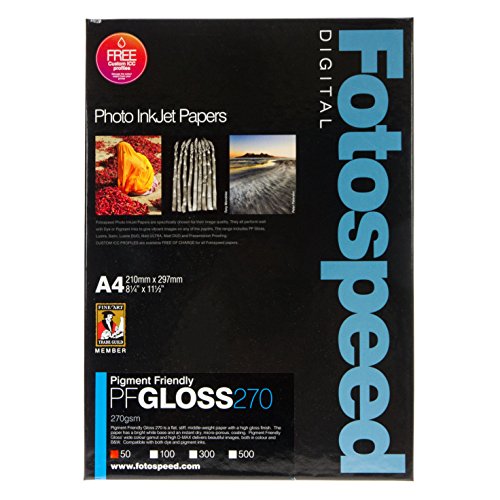 Fotospeed Pigment Friendly Papier für Tintenstrahldrucker, glänzend, 270 g/m², A4, 50 Blatt Fotospeed Pigment Friendly Papier für Tintenstrahldrucker, glänzend, 270 g/m², A4, 50 Blatt von Fotospeed