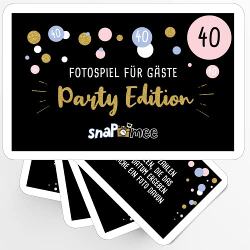 Fotospiel 40 Geburtstag by snaPmee - 50 Fotoaufgaben als Party-Spiel für Gäste - Geschenk-Idee Frauen & Männer - Gästebuch Ergänzung von Fotospiel