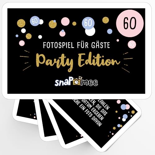 Fotospiel 60 Geburtstag by snaPmee - 50 Fotoaufgaben als Party-Spiel für Gäste - Geschenk-Idee Frauen & Männer - Gästebuch Ergänzung von Fotospiel