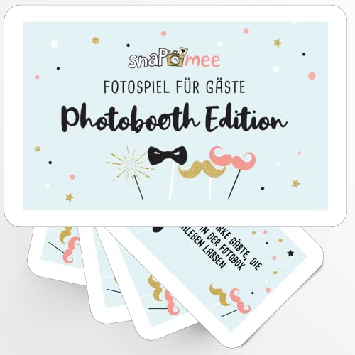 Fotospiel Fotobox Hochzeit by snaPmee - 50+4 Fotoaufgaben - Spiel für Gäste & Brautpaar - Requisite, Accessoire, Zubehör Photobooth von Fotospiel