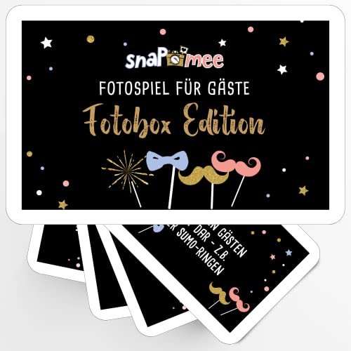 Fotospiel Fotobox Party by snaPmee - 50+4 Fotoaufgaben für Geburtstag, Hochzeit & Co - Requisite, Accessoire, Zubehör, Schwarz Gold von Fotospiel