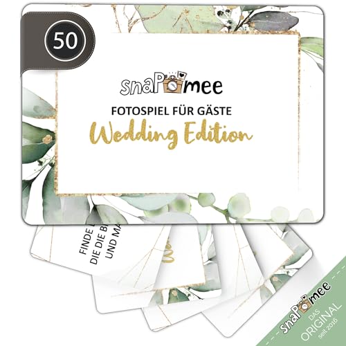 Fotospiel Hochzeit - Das Original von snaPmee - 50+4 Fotoaufgaben - Hochzeitsspiel für Gäste & Brautpaar (Eukalyptus) von Fotospiel