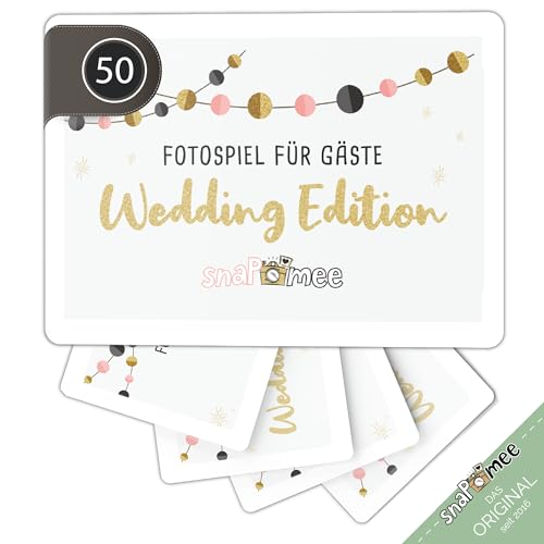 Fotospiel Hochzeit - Das Original von snaPmee - 50+4 Fotoaufgaben - Hochzeitsspiel für Gäste & Brautpaar (Gold) von Fotospiel