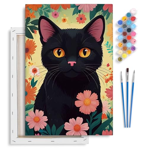 Fountor Katze Nach Zahlen Erwachsene mit Rahmen, Black Cat Malen Nach Zahlen mit Rahmen, DIY Acryl Blumen Paint by Numbers Adult für Home Wall Decor Geschenk 20x30cm Fountor Katze Nach Zahlen Erwachsene mit Rahmen, Black Cat Malen Nach Zahlen mit Rahmen, DIY Acryl Blumen Paint by Numbers Adult für Home Wall Decor Geschenk 20x30cm von Fountor