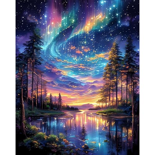 Malen Nach Zahlen Erwachsene Landschaft, Aurora Malen Nach Zahlen für Erwachsene, Paint by Numbers Adult auf Leinwand ohne Rahmen, DIY Acryl Painting by Numbers für Home Wall Decor Geschenk 40x50 CM Malen Nach Zahlen Erwachsene Landschaft, Aurora Malen Nach Zahlen für Erwachsene, Paint by Numbers Adult auf Leinwand ohne Rahmen, DIY Acryl Painting by Numbers für Home Wall Decor Geschenk 40x50 CM von Fountor