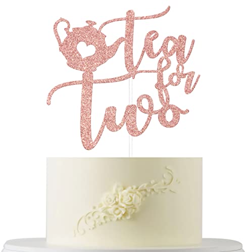 Tea for Two Cake Topper, Boys Girls 2nd Birthday Cake Decorations, Tea Theme Kids Second Birthday Teacup Party Sign, Two Years Old Birthday Anniversary Party Decor Rose Gold Glitter Tea for Two Cake Topper, Boys Girls 2nd Birthday Cake Decorations, Tea Theme Kids Second Birthday Teacup Party Sign, Two Years Old Birthday Anniversary Party Decor Rose Gold Glitter von Four Ever Sweet