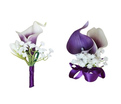 Fouriding Künstliche Lila Calla Lily Boutonniere Handgelenk Blumen für Hochzeit Bräutigam Trauzeuge Braut Brautjungfer Corsage Anzug für Hochzeit Party Prom Event Zeremonie Jahrestag Fouriding Künstliche Lila Calla Lily Boutonniere Handgelenk Blumen für Hochzeit Bräutigam Trauzeuge Braut Brautjungfer Corsage Anzug für Hochzeit Party Prom Event Zeremonie Jahrestag von Fouriding