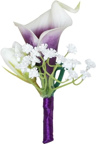 Fouriding Künstliche Lila Calla Lily Boutonniere für Hochzeit Bräutigam Trauzeuge Braut Brautjungfer Corsage Anzug für Hochzeit Party Prom Event Zeremonie Jahrestag Fouriding Künstliche Lila Calla Lily Boutonniere für Hochzeit Bräutigam Trauzeuge Braut Brautjungfer Corsage Anzug für Hochzeit Party Prom Event Zeremonie Jahrestag von Fouriding