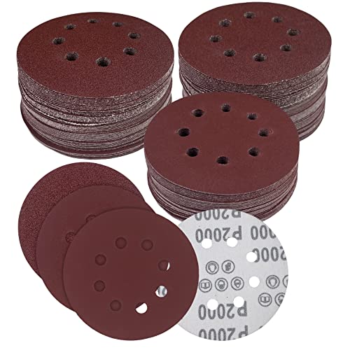 Fousenuk 100 stück Schleifpapier ø125mm Klett, 8 Löch Schleifpapier Set, Schleifscheiben Klett, Schleifpapier Holz, Exzenterschleifer 40/80/120/180/320/400/600/800/1500/2000 Grit Exenterschleifpapier von Fousenuk