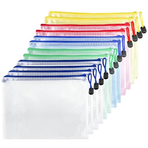 Fousenuk 12 Pcs Dokumententasche mit Reißverschluss A3, Wasserdichte Document Case, Mesh Plastic Zip Bag, Reißverschlusstasche, Zipper Pockets für Datei,Papier, Quittungen, Kosmetika, 5 Farben Fousenuk 12 Pcs Dokumententasche mit Reißverschluss A3, Wasserdichte Document Case, Mesh Plastic Zip Bag, Reißverschlusstasche, Zipper Pockets für Datei,Papier, Quittungen, Kosmetika, 5 Farben von Fousenuk