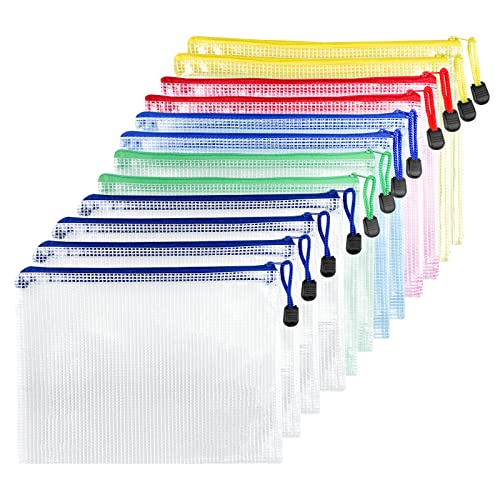 Fousenuk 12 Pcs Dokumententasche mit Reißverschluss A4, Wasserdichte Document Case, Mesh Plastic Zip Bag, Reißverschlusstasche, Zipper Pockets für Datei,Papier, Quittungen, Kosmetika, 5 Farben Fousenuk 12 Pcs Dokumententasche mit Reißverschluss A4, Wasserdichte Document Case, Mesh Plastic Zip Bag, Reißverschlusstasche, Zipper Pockets für Datei,Papier, Quittungen, Kosmetika, 5 Farben von Fousenuk