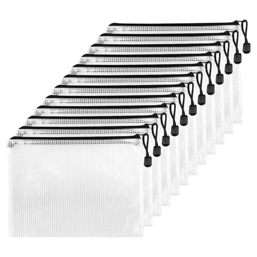 Fousenuk 12 Pcs Dokumententasche mit Reißverschluss A4, Wasserdichte Document Case, Mesh Plastic Zip Bag, Reißverschlusstasche, Zipper Pockets für Datei,Papier, Quittungen, Kosmetika, Schwarz Fousenuk 12 Pcs Dokumententasche mit Reißverschluss A4, Wasserdichte Document Case, Mesh Plastic Zip Bag, Reißverschlusstasche, Zipper Pockets für Datei,Papier, Quittungen, Kosmetika, Schwarz von Fousenuk