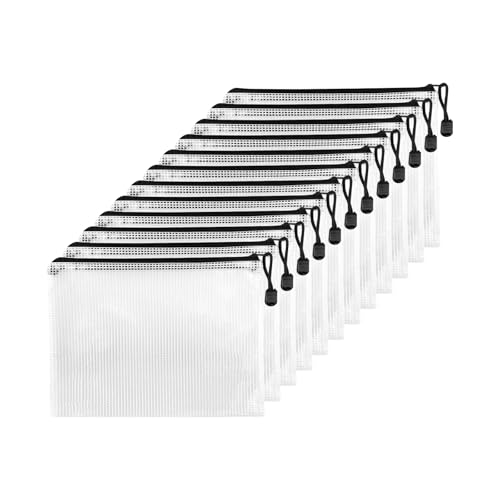 Fousenuk 12 Pcs Dokumententasche mit Reißverschluss A5, Wasserdichte Document Case, Mesh Plastic Zip Bag, Reißverschlusstasche, Zipper Pockets für Datei,Papier, Quittungen, Kosmetika, Schwarz Fousenuk 12 Pcs Dokumententasche mit Reißverschluss A5, Wasserdichte Document Case, Mesh Plastic Zip Bag, Reißverschlusstasche, Zipper Pockets für Datei,Papier, Quittungen, Kosmetika, Schwarz von Fousenuk