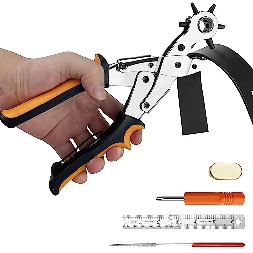 Fousenuk Lochzange für Leder, Gürtellochzange mit 6 Fach Locher, Lochzange Papier Gürtel, Belt Hole Puncher, Lochstanzer, Revolverlochzange, Gürtellocher Zange, Lederlocher, Lederlocherzange Fousenuk Lochzange für Leder, Gürtellochzange mit 6 Fach Locher, Lochzange Papier Gürtel, Belt Hole Puncher, Lochstanzer, Revolverlochzange, Gürtellocher Zange, Lederlocher, Lederlocherzange von Fousenuk
