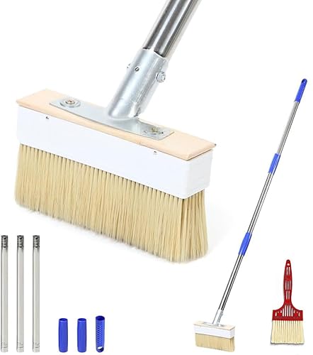 150cm Flächenstreicher Pinsel mit Teleskopstange, Flachpinsel Lasurpinsel Set, Terrassen Pinsel, Terrassenstreichbürste, für Wände, Decken, Schränke,Türen Schuppen und Zaun von Fouvin