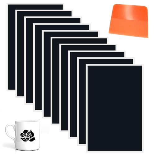 Farbpapiere für Lasergravurgerät, Lasergravur Markierungspapier, 10 Stück 27x39cm Lasergravur Markierungspapier, Lasergravur-Markierungspapier für Glasfasermarkierung und Gravur,Keramik,Glas (Schwarz) von Fouvin