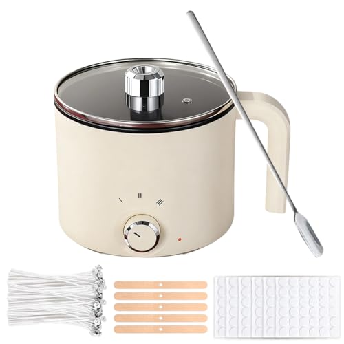 Wachsschmelztopf, Wachsschmelzer für die Kerzenherstellung, 1.8L/60oz intelligenter Wachsschmelztopf, Kerzen Selber Machen Set für Erwachsene Anfänger, mit Dochte, Dochtaufkleber, Rührlöffel von Fouvin