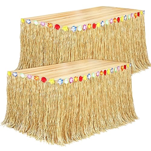 Fovths 2-Pack Luau Gras Tischrock Natürliche 9-Fuß x 29.5 Zoll Hawaii Tischrock für Tropische Hawaii Party Dekorationen Luau Party Kostüm Party, Stroh Gelb Fovths 2-Pack Luau Gras Tischrock Natürliche 9-Fuß x 29.5 Zoll Hawaii Tischrock für Tropische Hawaii Party Dekorationen Luau Party Kostüm Party, Stroh Gelb von Fovths