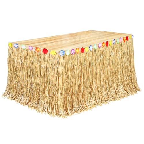 Fovths Luau Gras Tischrock Natürliche 9-Fuß x 29.5 Zoll Hawaii Tischrock für Tropische Hawaii Party Dekorationen Luau Party Kostüm Party, Stroh Gelb Fovths Luau Gras Tischrock Natürliche 9-Fuß x 29.5 Zoll Hawaii Tischrock für Tropische Hawaii Party Dekorationen Luau Party Kostüm Party, Stroh Gelb von Fovths