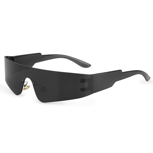 Fowecelt Futuristische Sonnenbrille Space Brille - Rave Sonnenbrille Schnell, Futuristische Brille Schwarz, Rahmenlos Verspiegelte Techno Partybrille für Rollenspiel Halloween Zukunft Kostüm Fowecelt Futuristische Sonnenbrille Space Brille - Rave Sonnenbrille Schnell, Futuristische Brille Schwarz, Rahmenlos Verspiegelte Techno Partybrille für Rollenspiel Halloween Zukunft Kostüm von Fowecelt