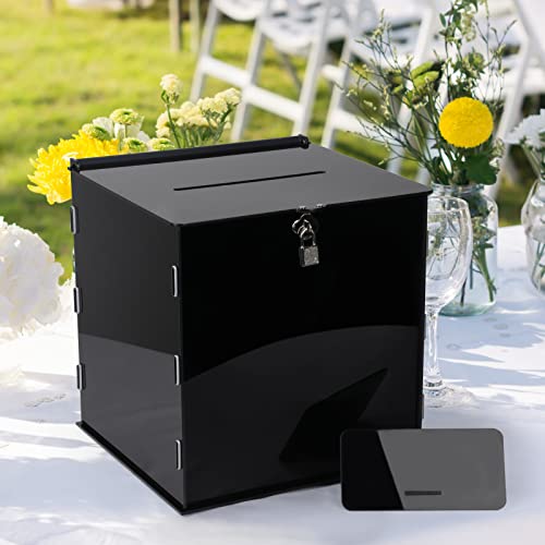Fowecelt Schwarze Acryl-Hochzeitskartenbox mit Schloss, rustikale Kartenbox für Hochzeitsempfang, Brautparty, Geburtstag, Babyparty, Abschlussfeier Fowecelt Schwarze Acryl-Hochzeitskartenbox mit Schloss, rustikale Kartenbox für Hochzeitsempfang, Brautparty, Geburtstag, Babyparty, Abschlussfeier von Fowecelt