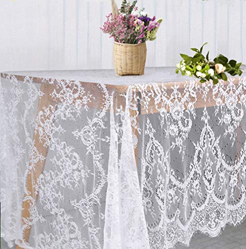 Weiße Spitzentischdecke, 152,4 x 308,5 cm, für rustikale Boho-Hochzeit, Brautparty, Party, Dekoration, klassische, rechteckige Overlay, lang, Vintage, bestickt, Empfangstischdecke, Dekoration, 3 Stück Weiße Spitzentischdecke, 152,4 x 308,5 cm, für rustikale Boho-Hochzeit, Brautparty, Party, Dekoration, klassische, rechteckige Overlay, lang, Vintage, bestickt, Empfangstischdecke, Dekoration, 3 Stück von Fowecelt