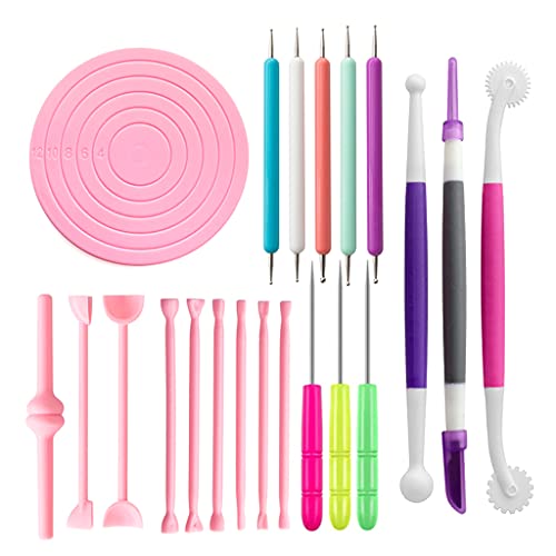 21-teiliges Modellierwerkzeug-Set für Töpferei, Modelliermasse, Silikon, runde Matte, Modelliermasse, mit Kugeln, doppelseitiges Punktierwerkzeug, Expertenkunst 21-teiliges Modellierwerkzeug-Set für Töpferei, Modelliermasse, Silikon, runde Matte, Modelliermasse, mit Kugeln, doppelseitiges Punktierwerkzeug, Expertenkunst von Fowspvzn