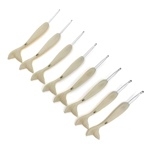 8 x Häkelnadeln mit ergonomischem Griff, 2,5 mm - 6,0 mm, Aluminium-Häkelnadel mit Fischschwanzgriff aus Kunstharz, für Anfänger und Hobbyisten 8 x Häkelnadeln mit ergonomischem Griff, 2,5 mm - 6,0 mm, Aluminium-Häkelnadel mit Fischschwanzgriff aus Kunstharz, für Anfänger und Hobbyisten von Fowspvzn