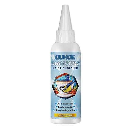 Fowybe Diamond-Painting Sealer, 100 ml - PVC Flüssigkleber, Klar, Wasserfest, Langsame Aushärtung, Für Canvas, Metall, Kunststoff, Glas, Bildende Kunst, Heimwerkerprojekte von Fowybe
