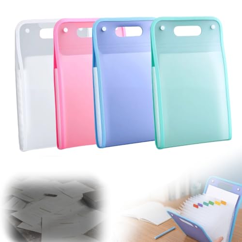 Akkordeon-Aktenordner, Fächermappe, 13 Taschen, Akkordeon-Aktenordner mit Etiketten, tragbarer Dokumenten-Organizer, für A4-Akten, Ordner für Schultasche, Klassenzimmer, Büro (Blau + Grün + Weiß + von Foxiod