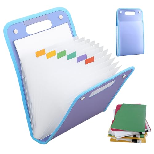 Akkordeon-Aktenordner, Fächermappe, 13 Taschen, Akkordeon-Aktenordner mit Etiketten, tragbarer Dokumenten-Organizer für A4-Akten, Ordner für Schultasche, Klassenzimmer, Bürobedarf (blau) von Foxiod