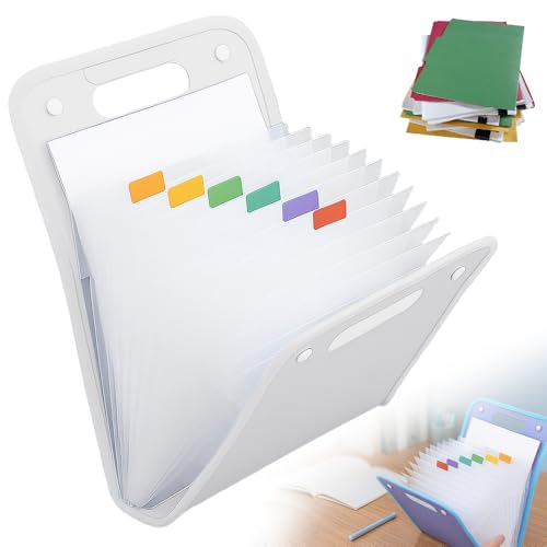 Akkordeon-Aktenordner, Fächermappe, 13 Taschen, Akkordeon-Aktenordner mit Etiketten, tragbarer Dokumenten-Organizer für A4-Akten, Ordner für Schultasche, Klassenzimmer, Bürobedarf (weiß) von Foxiod