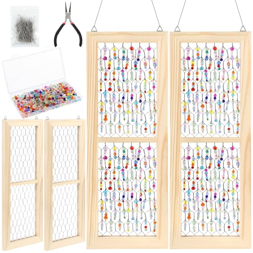 Sonnenfänger mit Hühnerdraht, Holzrahmen, mit 800 Stück Regenbogen-Glasperlen, Holzperlen, Fensterdekoration, Sonnenfänger für Fenster, Garten, Dekoration, Fotos, Schmuckherstellung, Bastelprojekte, 2 Sonnenfänger mit Hühnerdraht, Holzrahmen, mit 800 Stück Regenbogen-Glasperlen, Holzperlen, Fensterdekoration, Sonnenfänger für Fenster, Garten, Dekoration, Fotos, Schmuckherstellung, Bastelprojekte, 2 von Foxtell